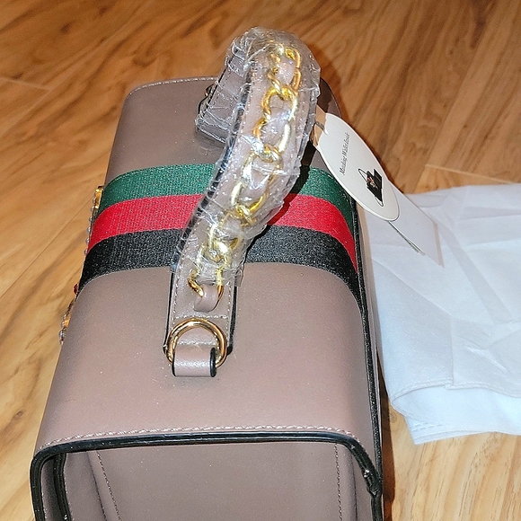 Women's Calin Bee Accent Box Satchel Handbag Purse with Matching Wallet Brown - Picture 3 of 8